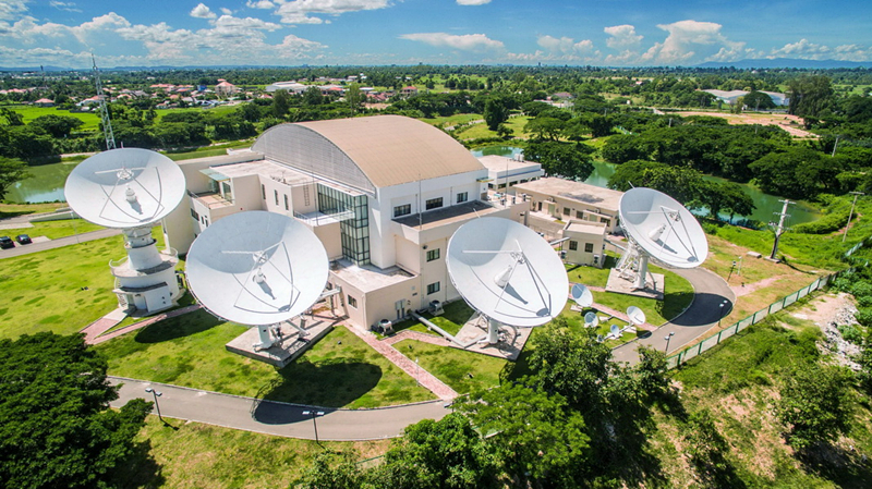 2016年8月1日拍攝的老撾首都萬象的老撾一號通信衛(wèi)星地面站全景。